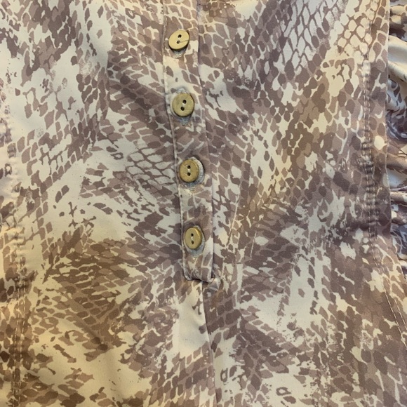 NanaMacs Ruched Snake Print Bodysuit in Cream and Mauve size Small - Picture 3 of 6